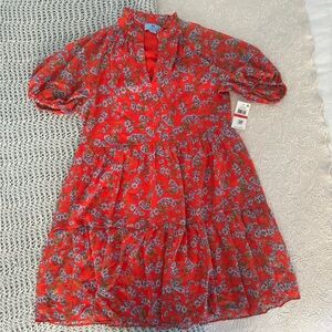 CeCe Red Tiered Puff Sleeve Sundress